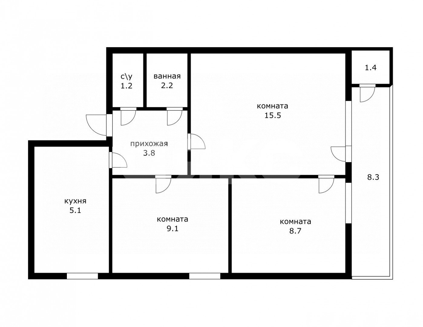 Фото №14: 3-комнатная квартира 57 м² - Сочи, р. Центральный, ул. Войкова, 33