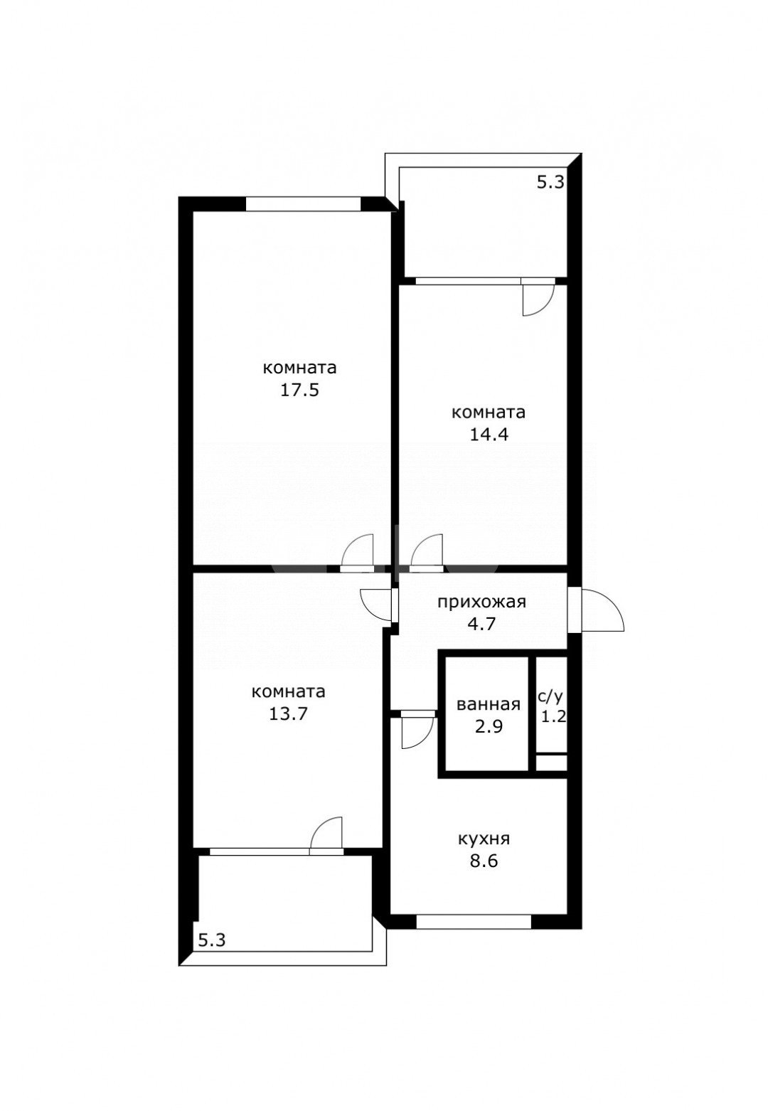 Фото №16: 3-комнатная квартира 73 м² - Сочи, Центральный, мкр. Донская, ул. Тимирязева, 4
