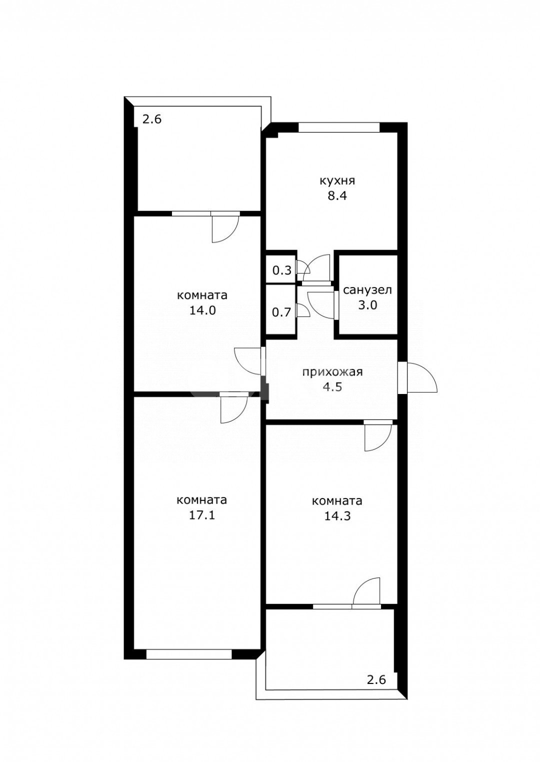 Фото №11: 3-комнатная квартира 67 м² - Сочи, Центральный, мкр. Донская, ул. Донская, 60